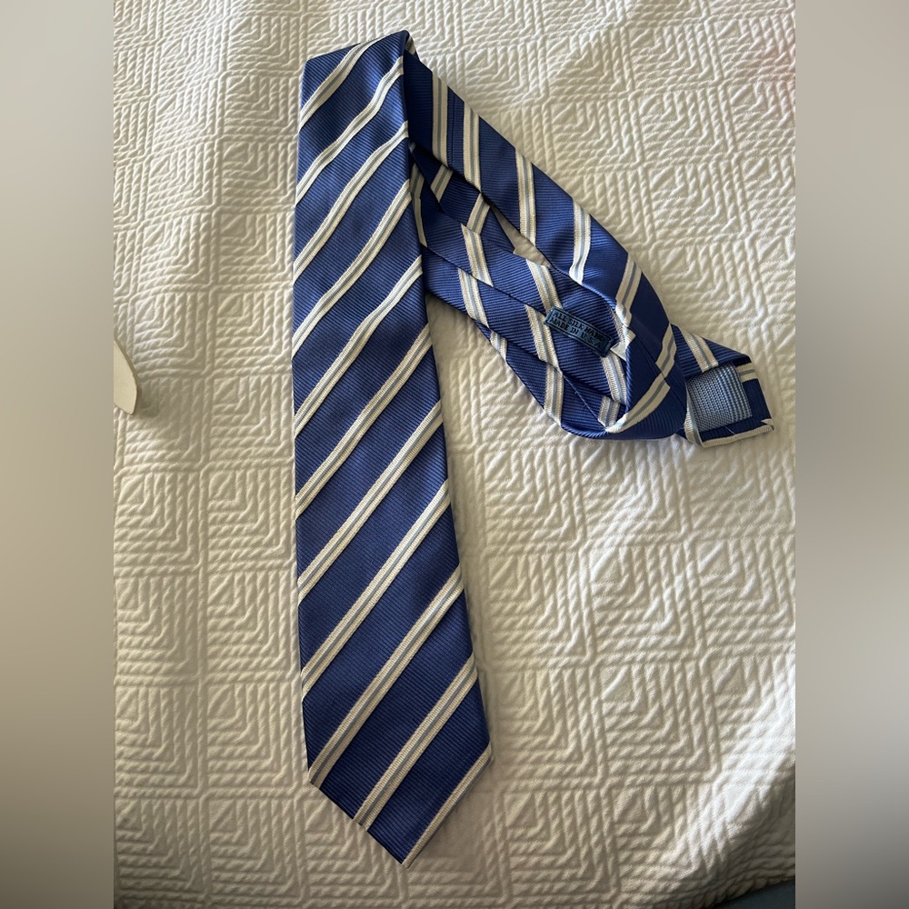 Silk Blue and White Striped Men's Tie